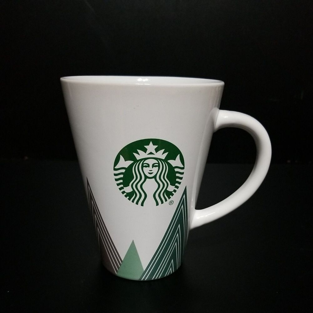 Starbucks Coffee Christmas Holiday Mug 16 oz Trees Mermaid Red Green Triangles